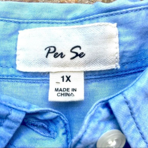 Per Se 100% Tencel High Low Button Shirt 1X - Picture 2 of 8